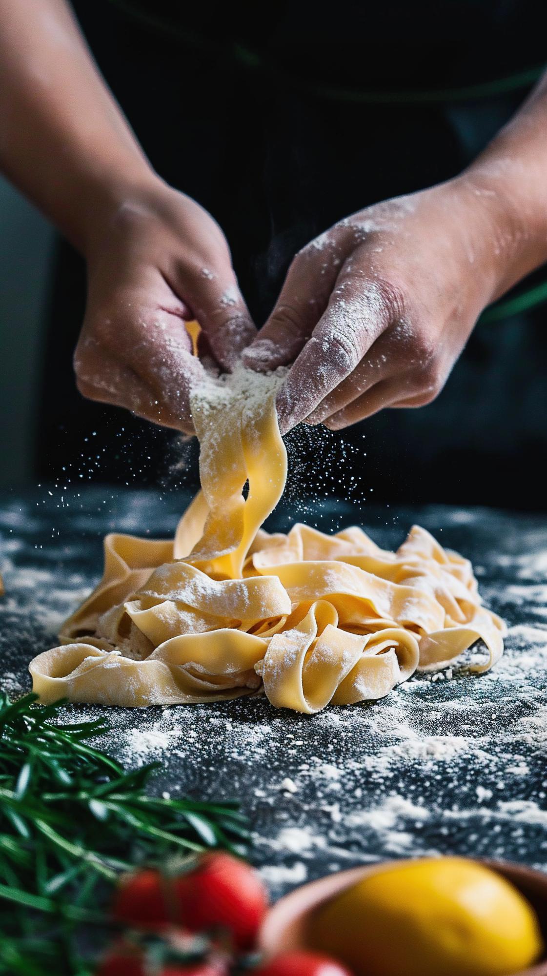 Kucharz przygotowujący ręcznie wyrabiane ravioli
